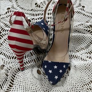 Liliana Women's Red and Blue Star-Striped stiletto Heels size6.5